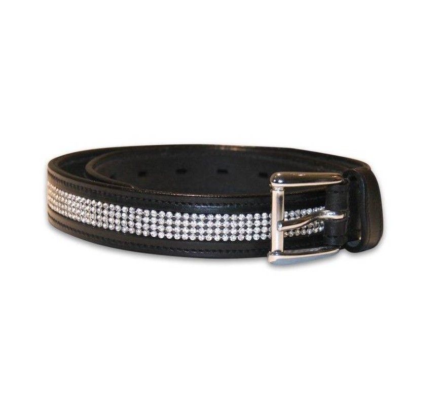 Belt Leather Black with Strass