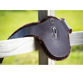 HFI leather belly protector girth with synthetic sheepskin