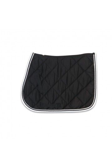 HFI Satteldecke schwarz Kordel weiß - schwarz weißer Rand Dressur