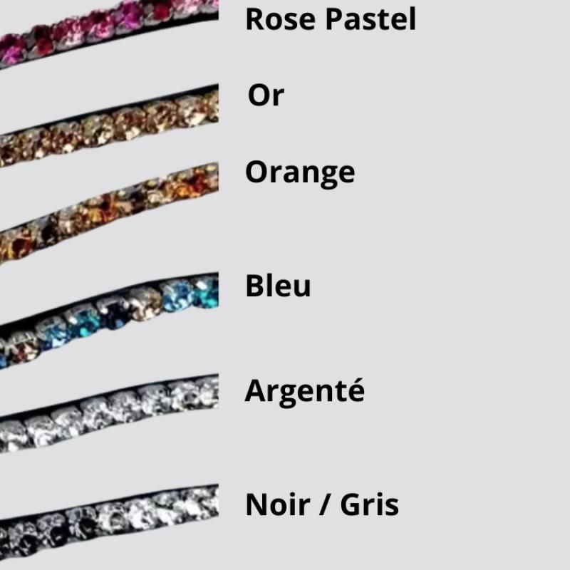 HFI frontal à strass cuir noir