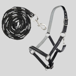 HKM Set de licol mousqueton -Crystal- rembourré