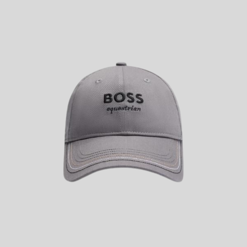 BOSS EQUESTRIAN Kappe mit gesticktem Logo und Lederriemen