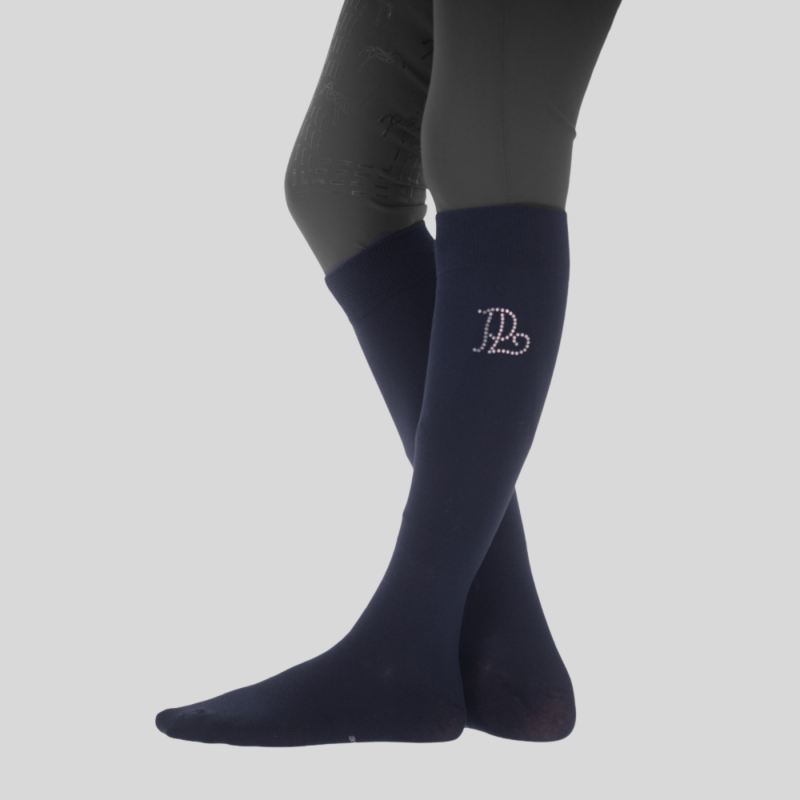 High socks Pénélope Luxe strass black riding