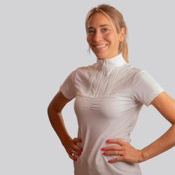 Ladies' white competition polo shirt Pénélope Florence Mesh