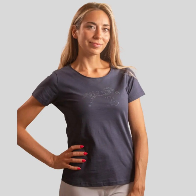 Women's rhinestone T-shirt Pénélope - Blue sequins