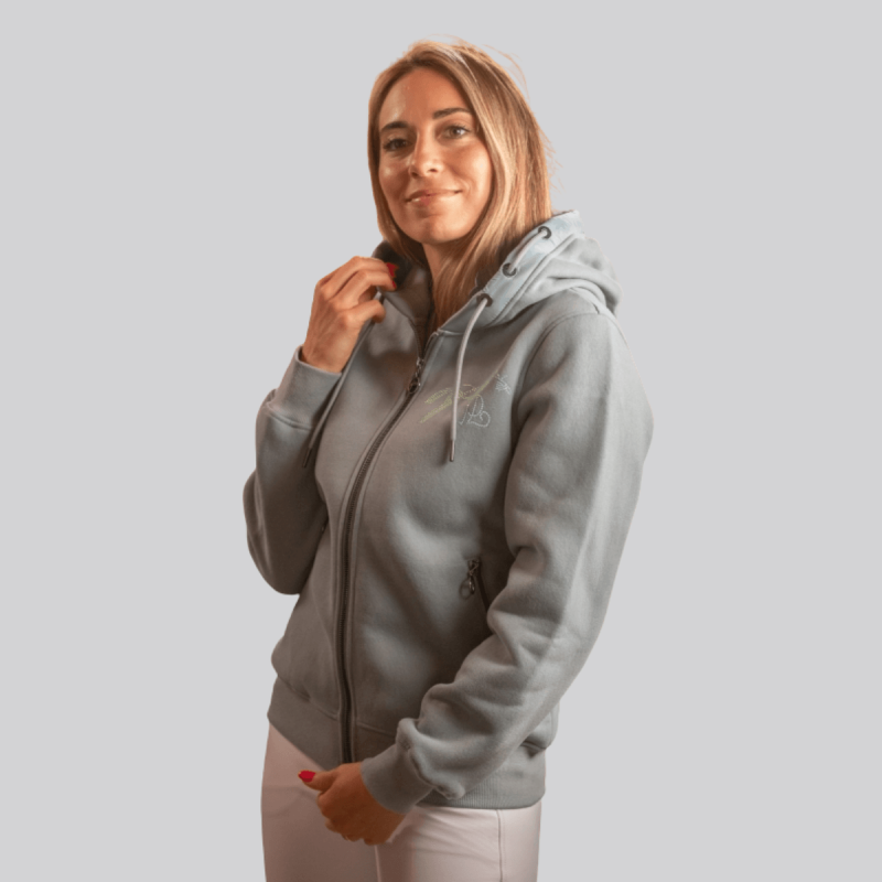 Sweat Pénélope Fluore zipped - Bi-material hood with rhinestones