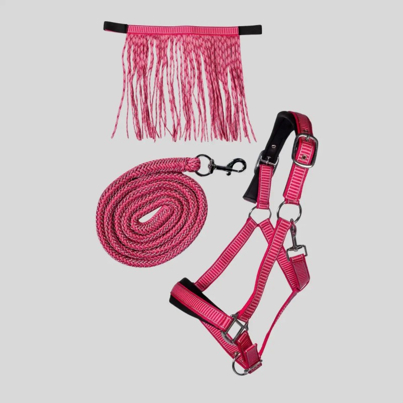 Halter set HKM Lilly adjustable with lead rope and bangs
